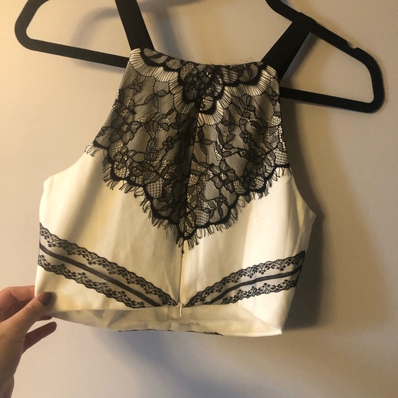 Lush Two Piece Skirt Top Set in Black and White - Picture 3 of 5